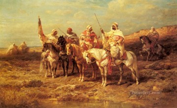 アドルフ・シュレイヤー Painting - 水飲み場でアラブの騎士 アラブのアドルフ・シュレイヤー